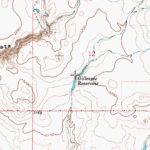 Topographic Map of Gillespie Reservoir, MT