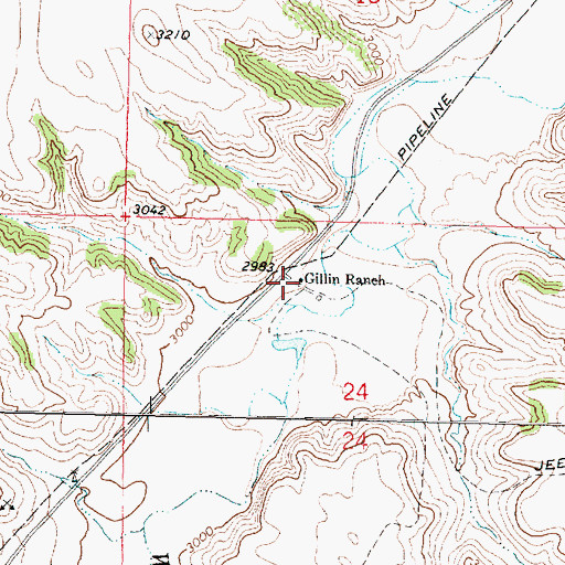 Topographic Map of Gillin Ranch, MT