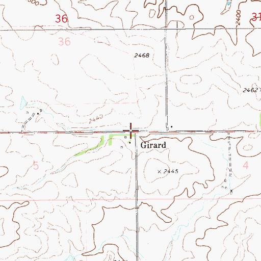 Topographic Map of Girard, MT