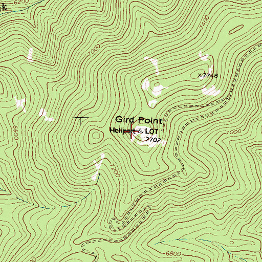 Topographic Map of Gird Point, MT