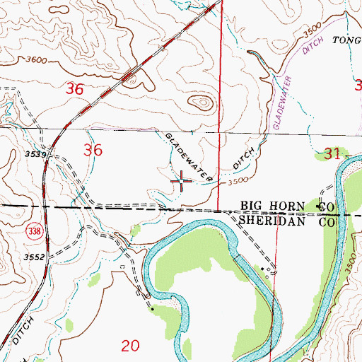 Topographic Map of Gladewater Ditch, MT