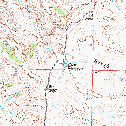 Topographic Map of Glen Reservoir, MT
