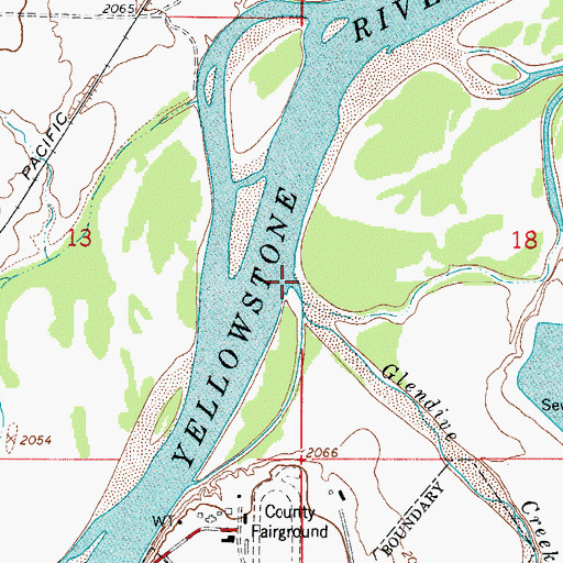 Topographic Map of Glendive Creek, MT