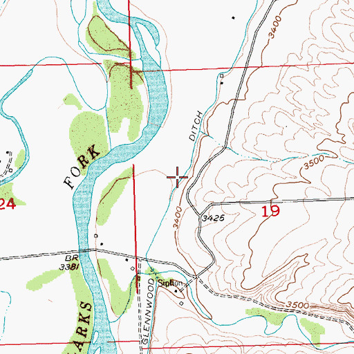 Topographic Map of Glennwood Ditch, MT