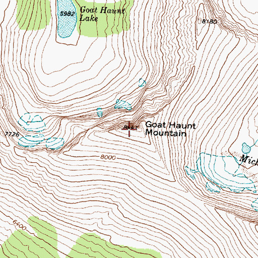 Topographic Map of Goat Haunt Mountain, MT