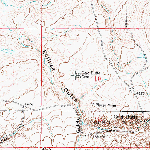 Topographic Map of Gold Butte Cemetery, MT