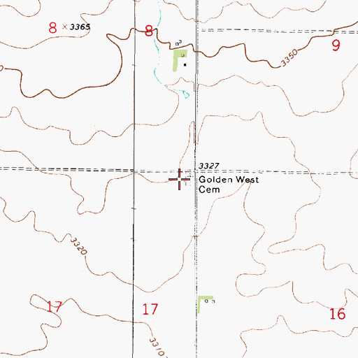 Topographic Map of Golden West Cemetery, MT