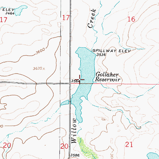 Topographic Map of Gollaher Reservoir, MT
