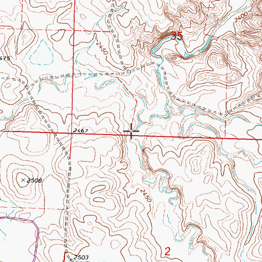 Topographic Map of Gonzales Coulee, MT