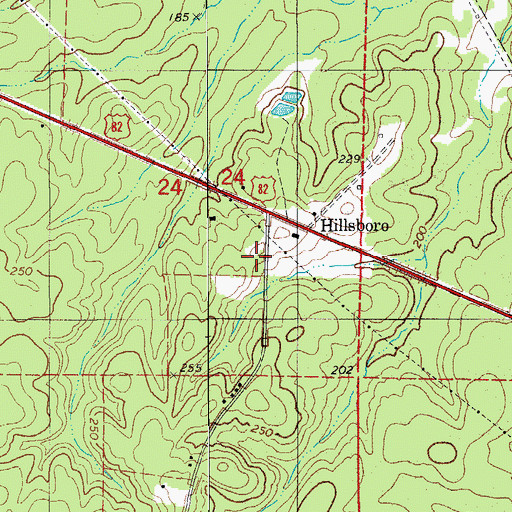 Topographic Map of Hillsboro, AR
