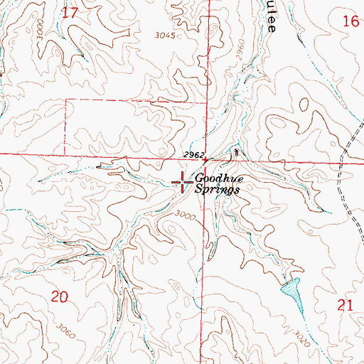 Topographic Map of Goodhue Springs, MT