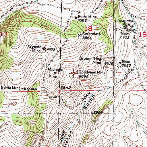 Topographic Map of Goodview Mine, MT