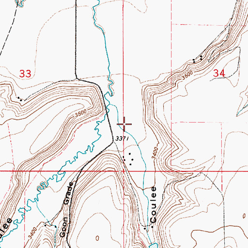 Topographic Map of Goon Coulee, MT
