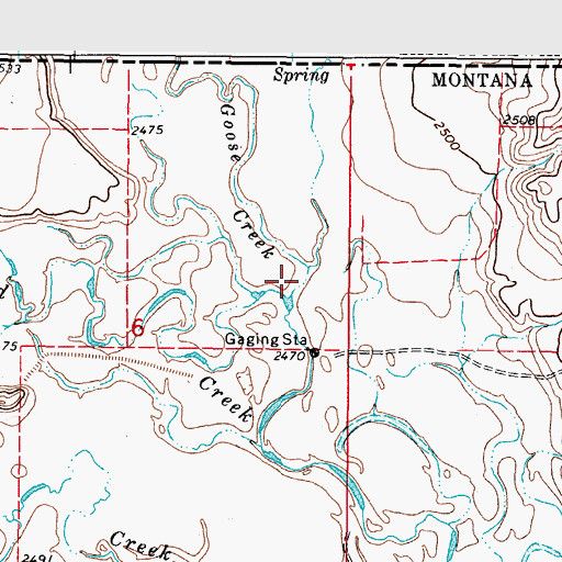 Topographic Map of Goose Creek, MT