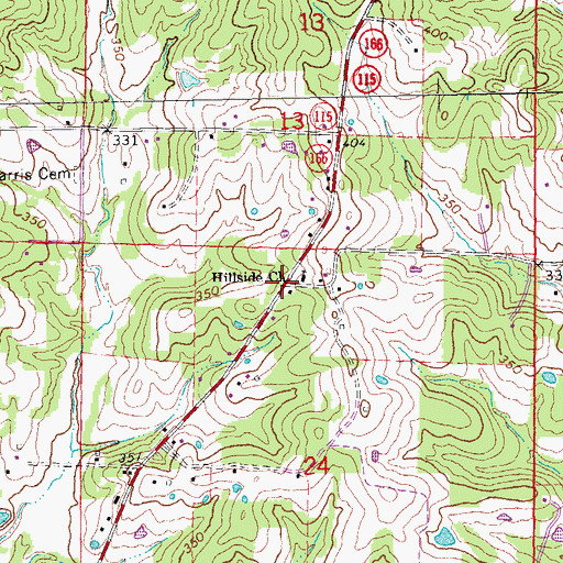 Topographic Map of Hillside Church of Christ, AR
