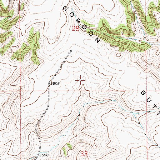 Topographic Map of Gordon Butte, MT