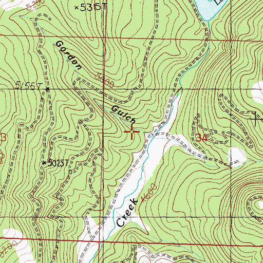 Topographic Map of Gordon Gulch, MT
