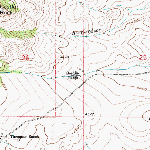 Topographic Map of Gordon Ranch, MT