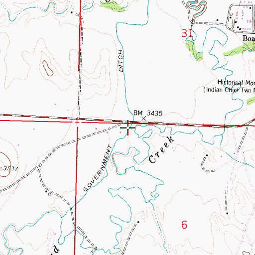Topographic Map of Government Ditch, MT