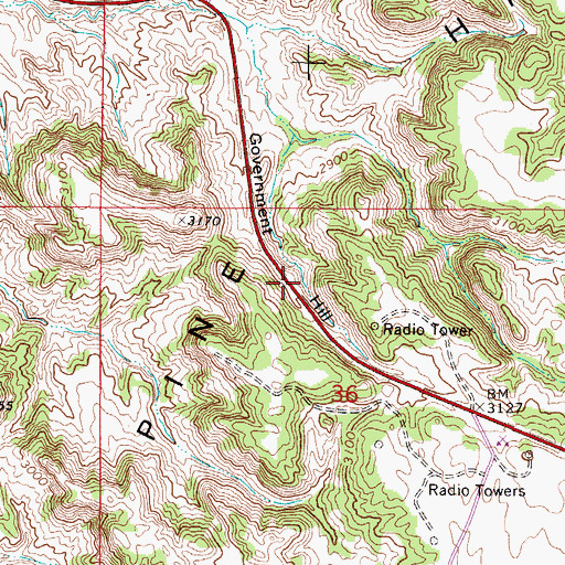 Topographic Map of Government Hill, MT