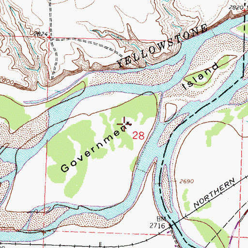 Topographic Map of Government Island, MT