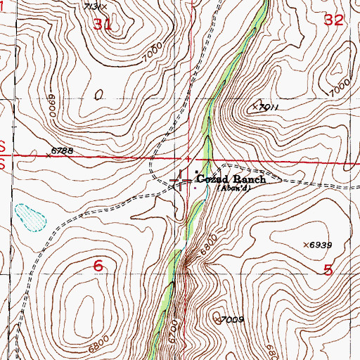 Topographic Map of Gozad Ranch, MT