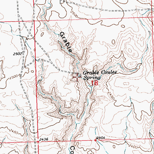 Topographic Map of Grable Coulee Spring, MT