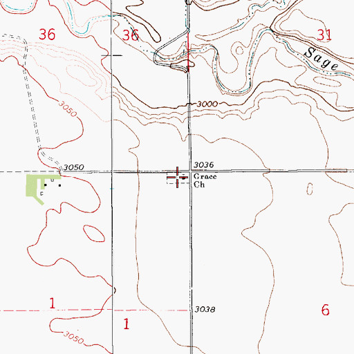 Topographic Map of Grace Church, MT