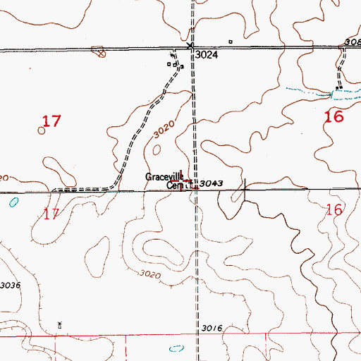 Topographic Map of Graceville Cemetery, MT