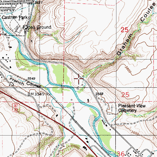 Topographic Map of Graham Coulee, MT