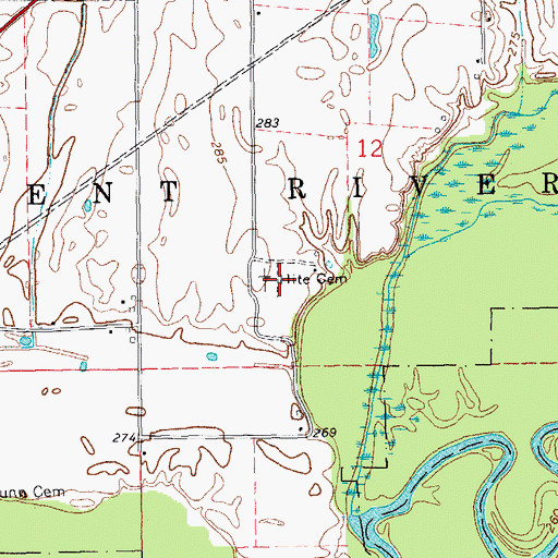 Topographic Map of Hite Cemetery, AR