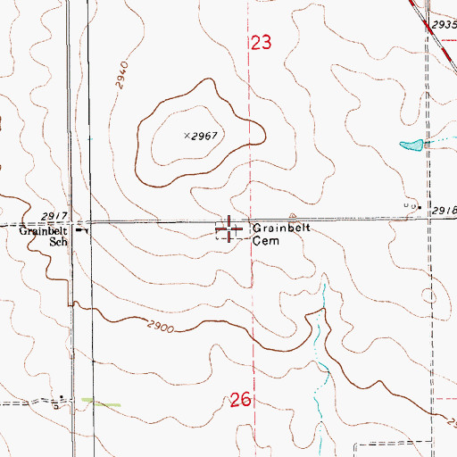 Topographic Map of Grainbelt Cemetery, MT