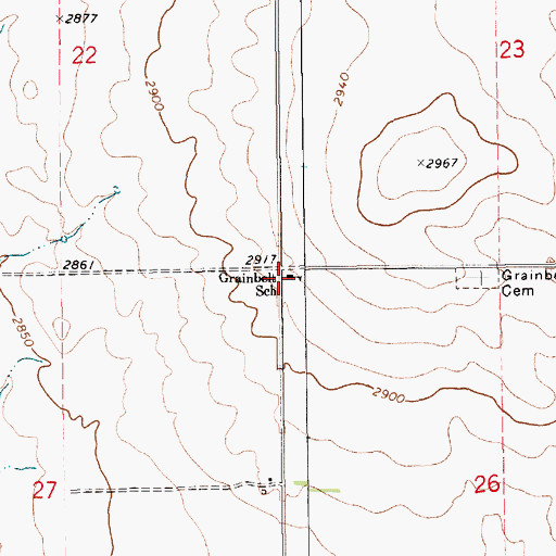 Topographic Map of Grainbelt School (historical), MT