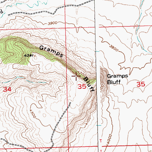 Topographic Map of Gramps Bluff, MT