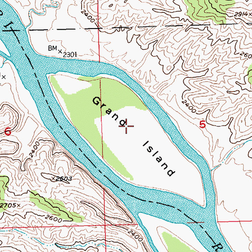 Topographic Map of Grand Island, MT