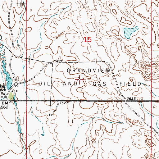 Topographic Map of Grandview Oil and Gas Field, MT