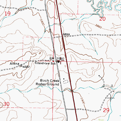 Topographic Map of Grandview School (historical), MT
