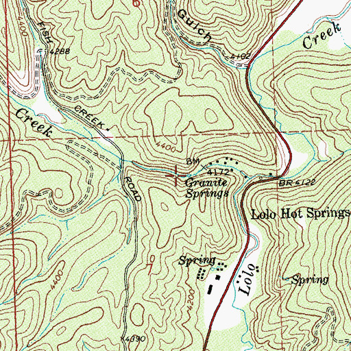 Topographic Map of Granite Springs, MT