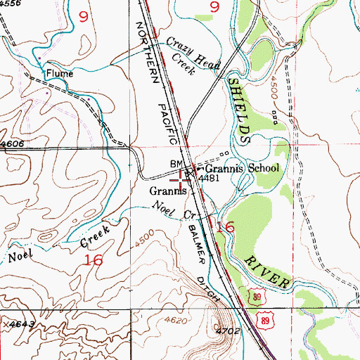 Topographic Map of Grannis, MT
