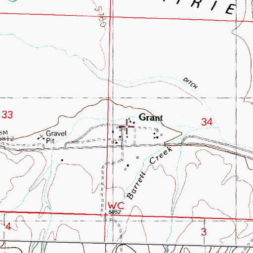 Topographic Map of Grant, MT