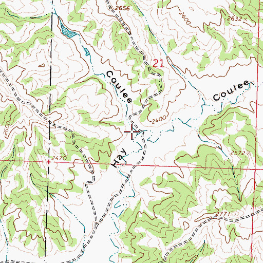 Topographic Map of Grass Coulee, MT