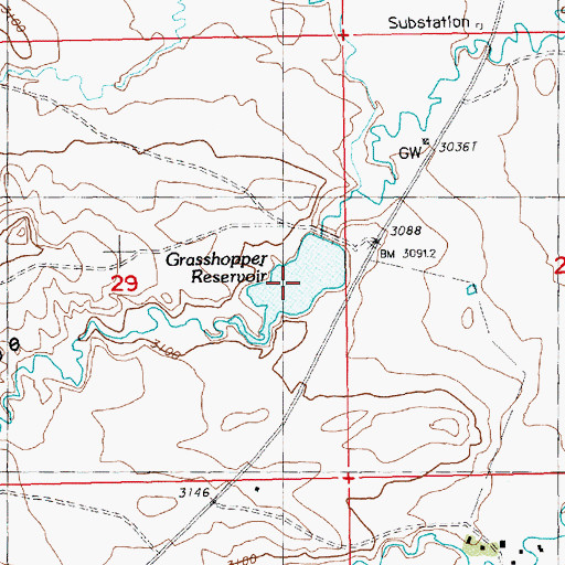 Topographic Map of Grasshopper Reservoir, MT