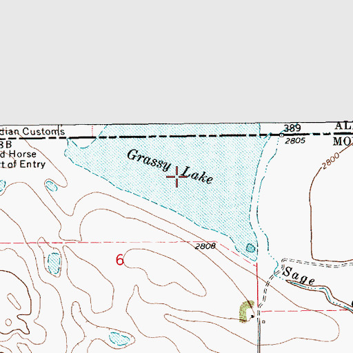 Topographic Map of Grassy Lake, MT