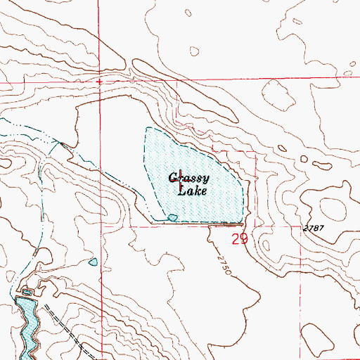 Topographic Map of Grassy Lake, MT