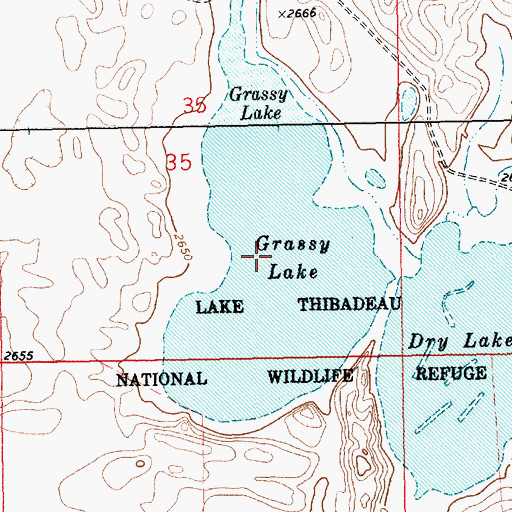 Topographic Map of Grassy Lake, MT
