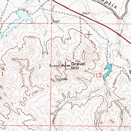 Topographic Map of Gravel Hill, MT