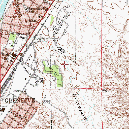 Topographic Map of Graveyard Coulee, MT