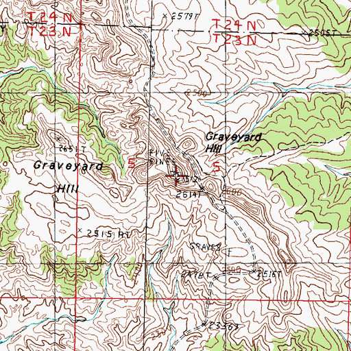 Topographic Map of Graveyard Hill, MT
