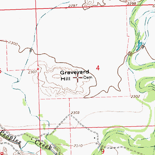 Topographic Map of Graveyard Hill Cemetery, MT