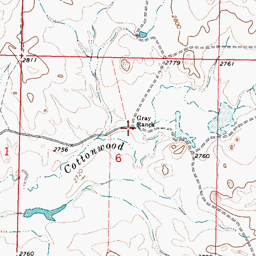 Topographic Map of Gray Ranch, MT